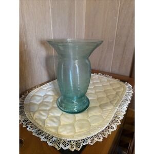 vintage Jefferson Spool opalescent Teal Blue glass vase
